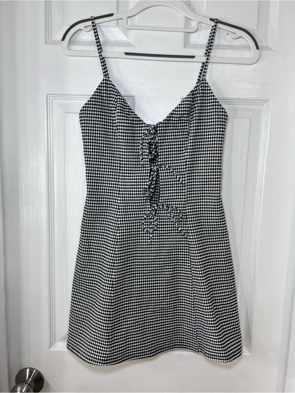 Lovers + Friends Black & White Gingham Tie-Front A-Line Dress Size XS